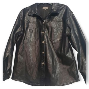 Ten Sixty Sherman Faux Leather Shirt Jacket Large